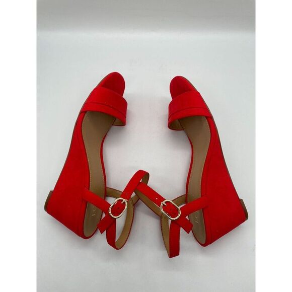J.Crew Wedge Sandals Belvedere Red Womens Sz 9.5 Open Toe Buckle - Picture 3 of 12